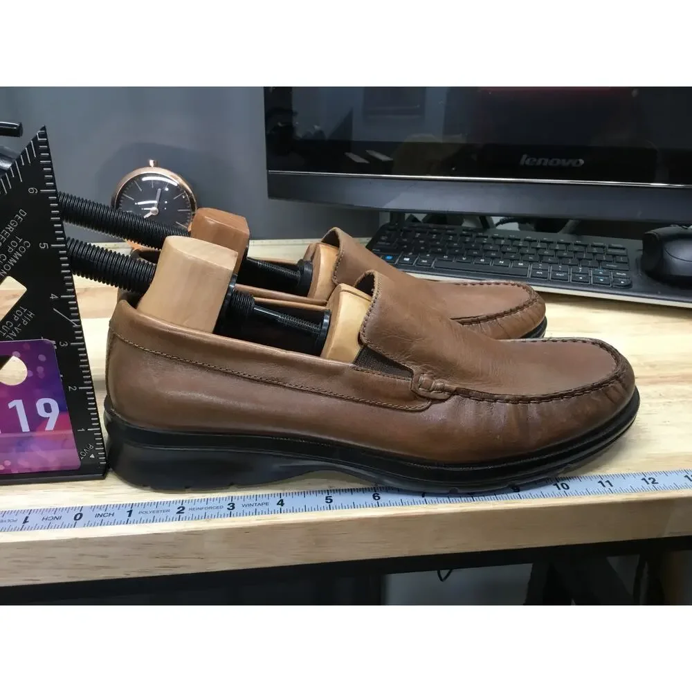 Rockport Preston Venetian Loafer Men's 11.5 Brown Leather Casual Slip-On Moc Toe